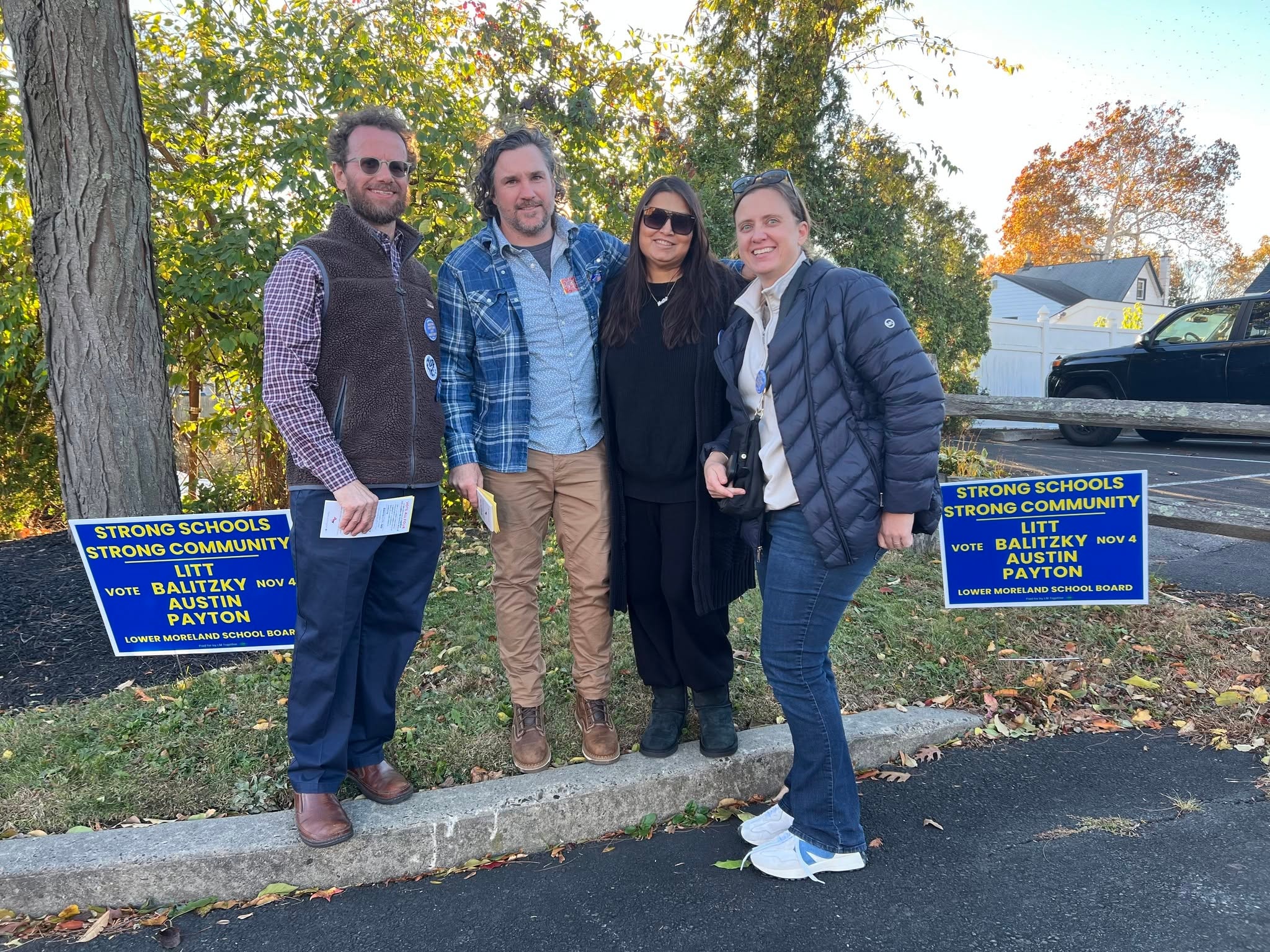 Neighbors beside Lower Moreland school board campaign signs